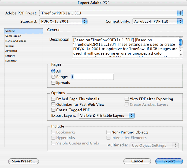 How to define your PDF Settings for InDesign to successfully submit a print job to Inka Colour Print.